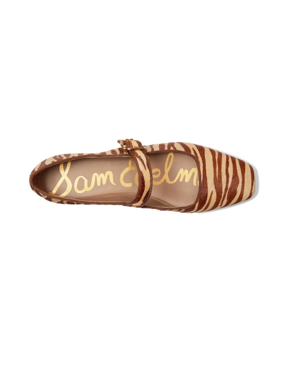 Sam Edelman Michaela Beechwood Zebra-Print Mary Jane Flat in Brown and Tan - Picture 4 of 5